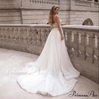 Transparent Bow-Sparkle Marriage Gown
