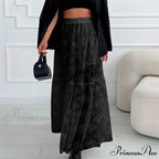 Transparent Floral Lace Stretchy High Waist A-Line Maxi Skirt Holiday Celebration