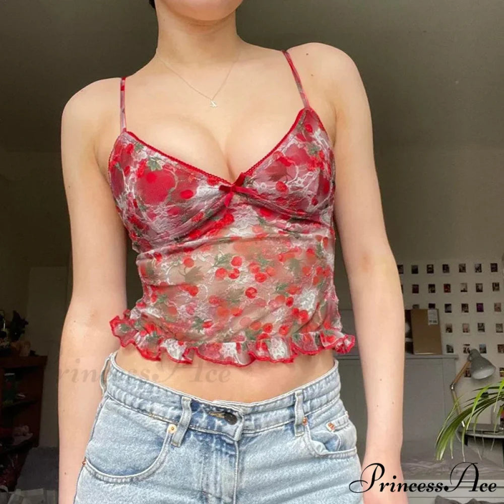 Transparent Frilled Crop Top
