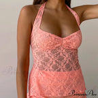 Transparent Halter Bondage Crop Top