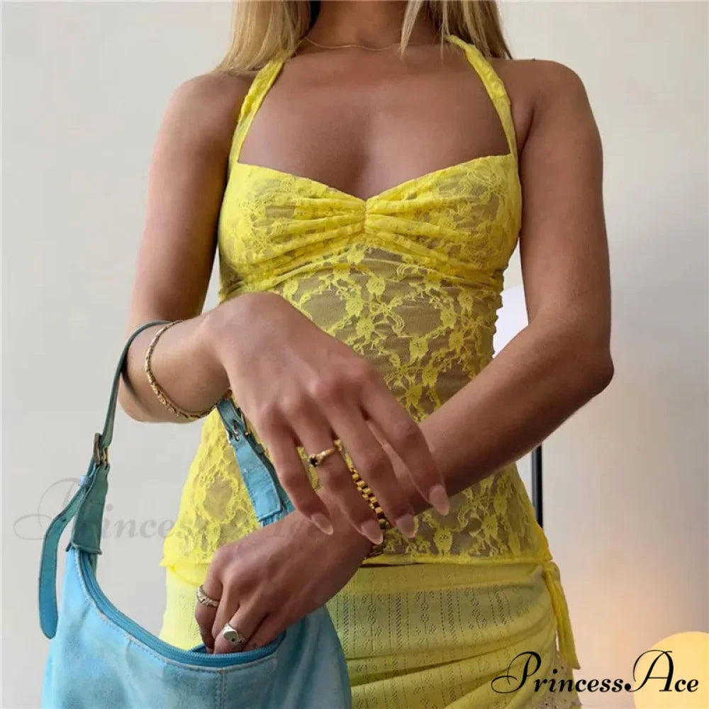 Transparent Halter Bondage Crop Top