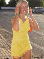 Transparent Hollowed-Out Mini Dress