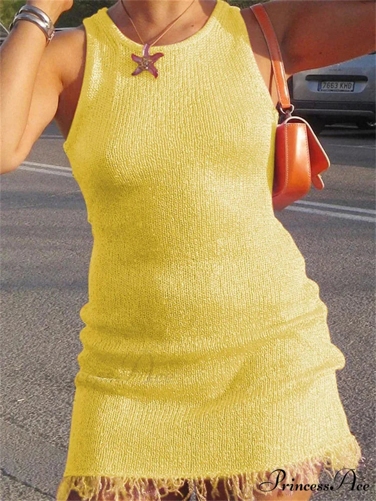 Transparent Hollowed-Out Mini Dress