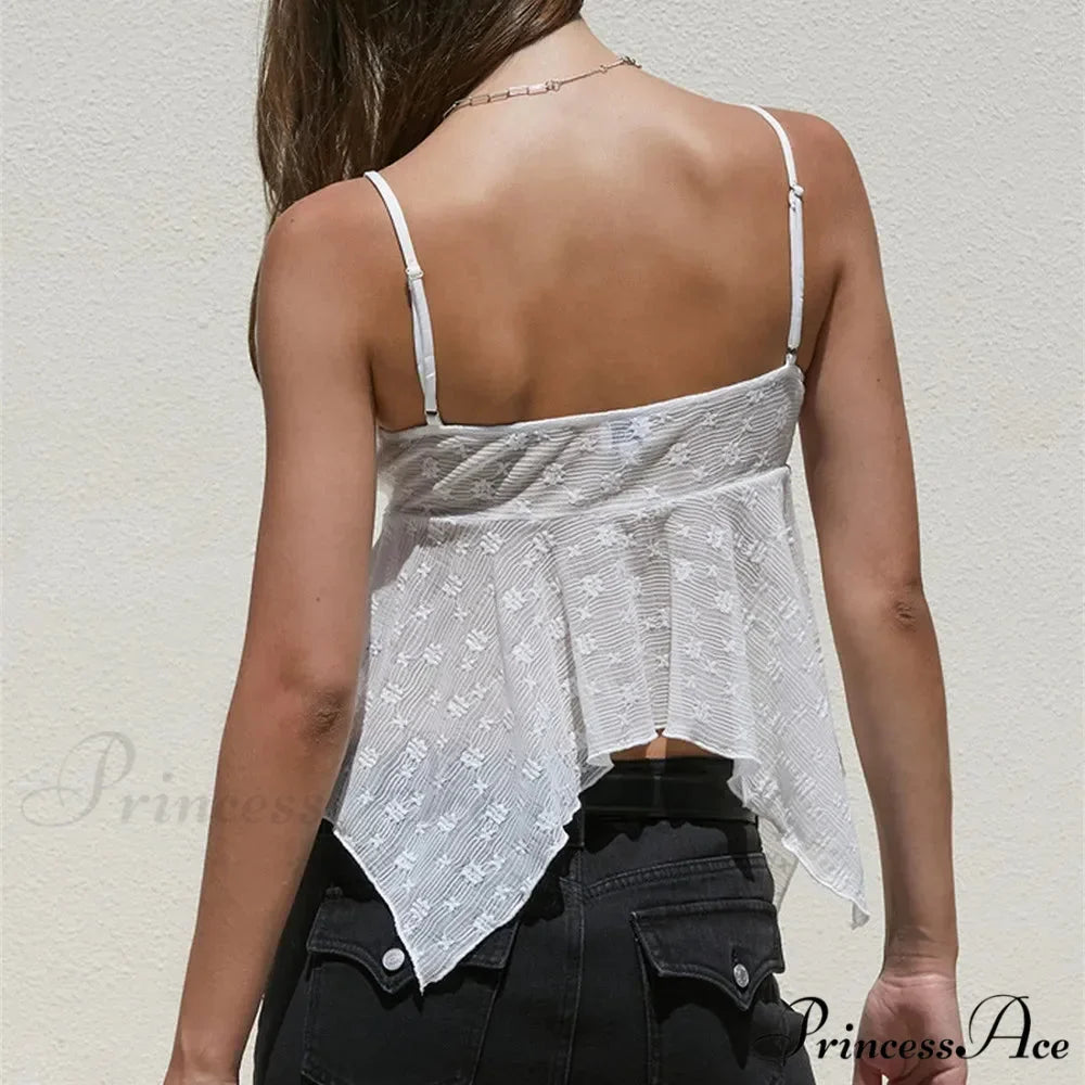 Transparent Mesh Babydoll Crop Top