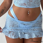 Transparent Mesh Frill Mini Skirt