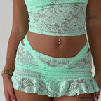 Transparent Mesh Frill Mini Skirt