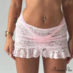 Transparent Mesh Frill Mini Skirt