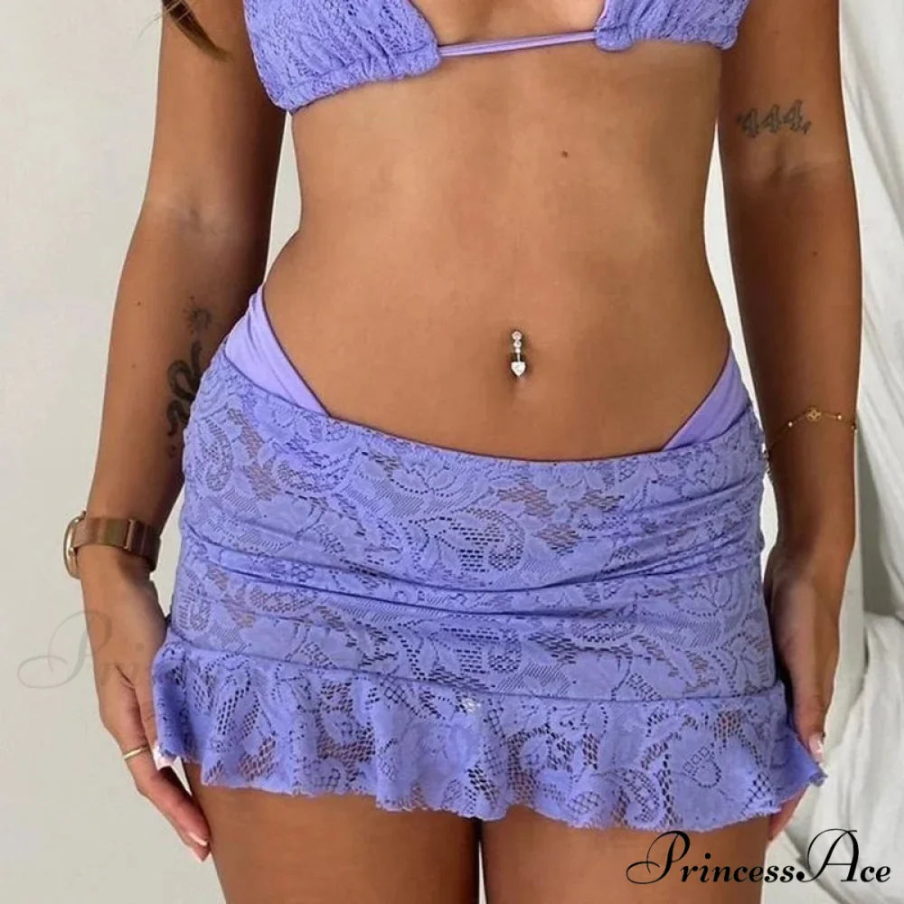 Transparent Mesh Frill Mini Skirt