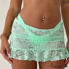 Transparent Mesh Frill Mini Skirt