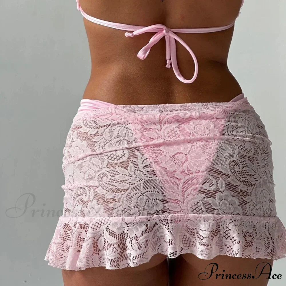 Transparent Mesh Frill Mini Skirt