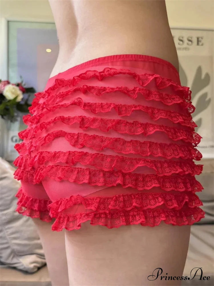 Transparent Net Frill Sleep Short