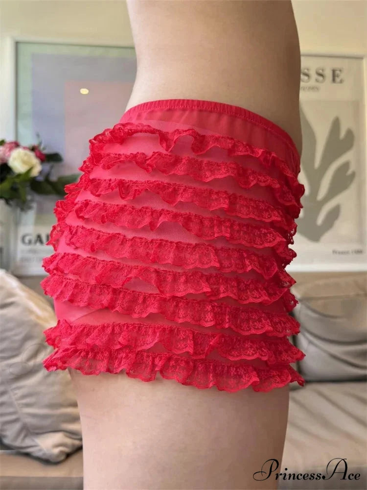 Transparent Net Frill Sleep Short