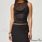 Transparent Net Layering Crop Top