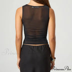 Transparent Net Layering Crop Top