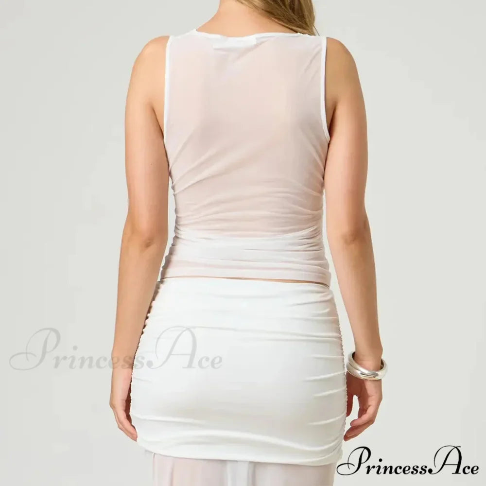 Transparent Net Layering Crop Top