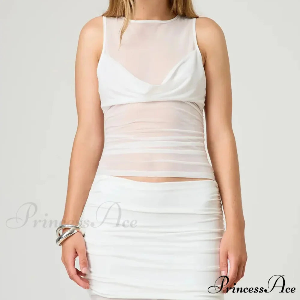 Transparent Net Layering Crop Top