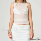 Transparent Net Layering Crop Top