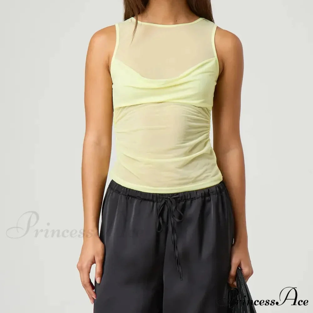 Transparent Net Layering Crop Top