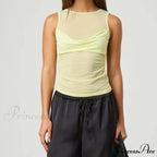 Transparent Net Layering Crop Top