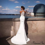 Transparent Net Long Train Wedding Gown