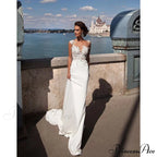 Transparent Net Long Train Wedding Gown