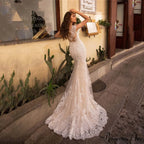 Transparent Net Mermaid Bridal Wedding Gown