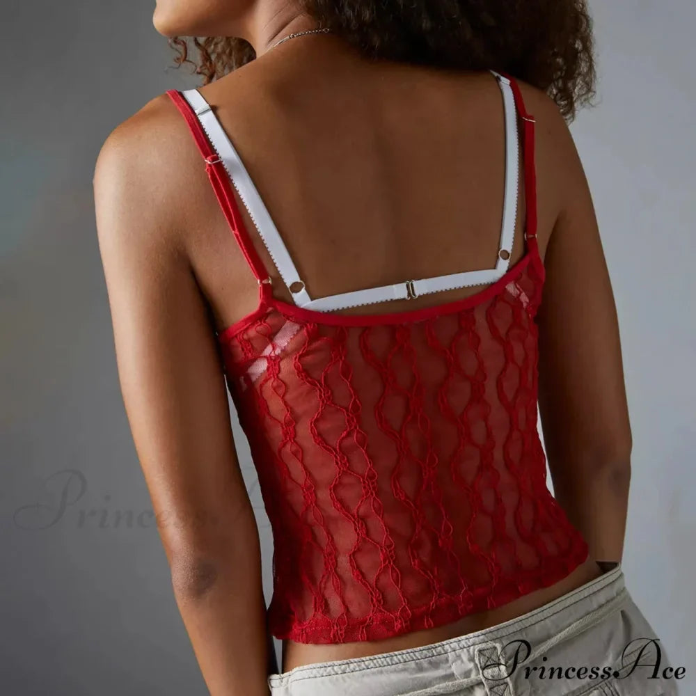 Transparent Net Square Neck Crop Top