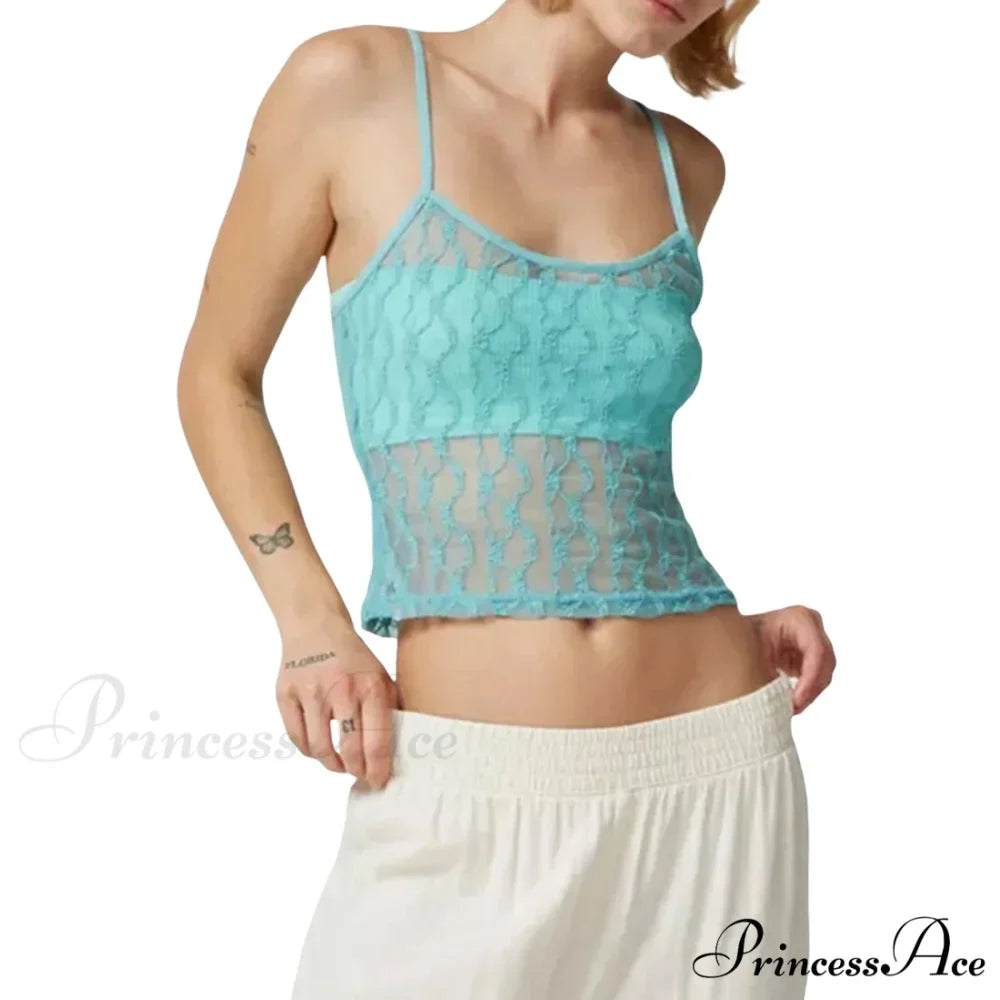 Transparent Net Square Neck Crop Top