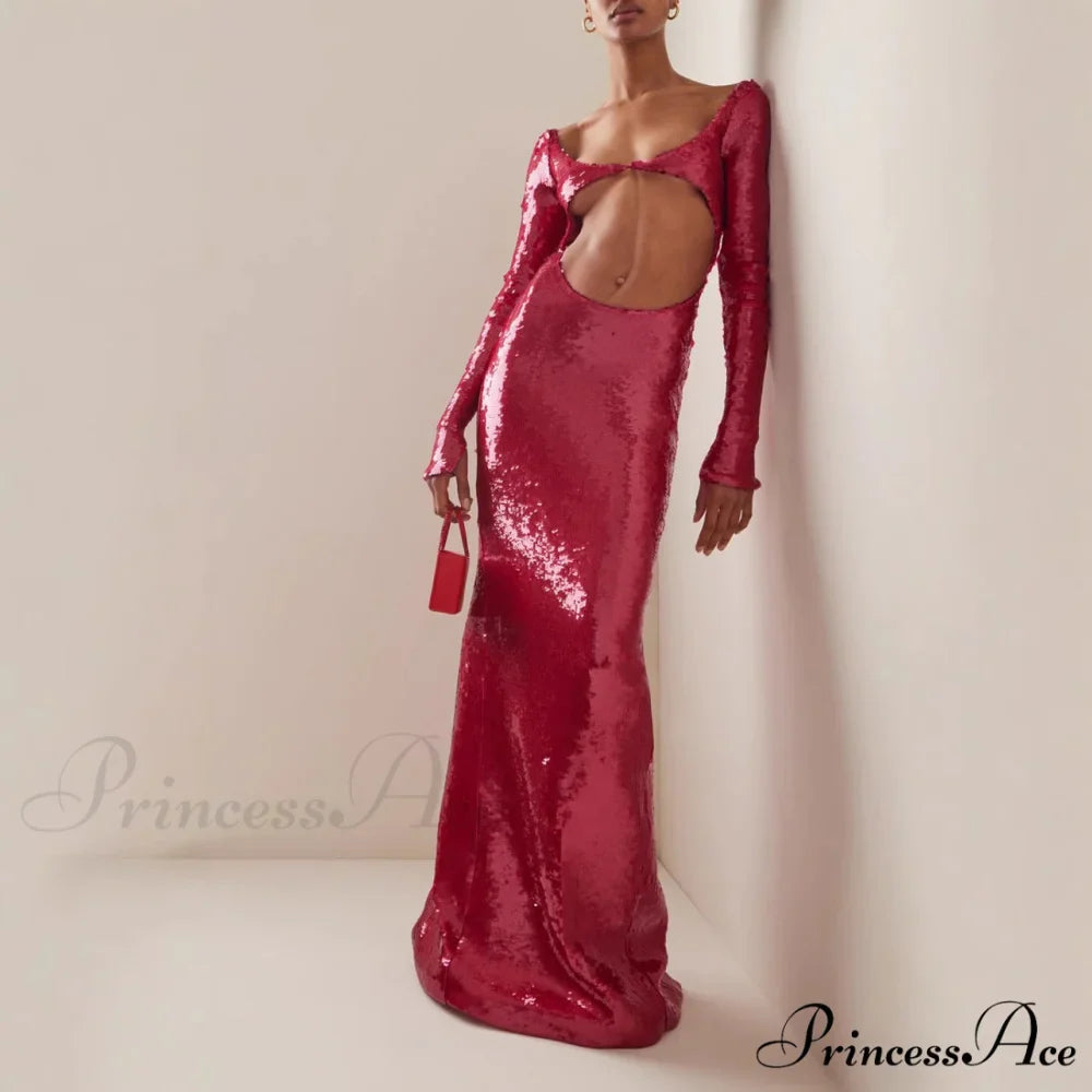 Transparent Panel Embellished Slit Formal Gown