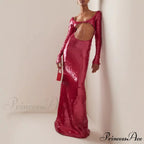 Transparent Panel Embellished Slit Formal Gown