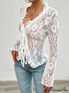 Transparent Sheer Seductive Long Sleeve Blouse