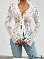Transparent Sheer Seductive Long Sleeve Blouse
