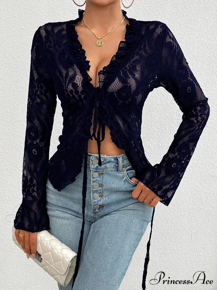 Transparent Sheer Seductive Long Sleeve Blouse