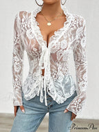 Transparent Sheer Seductive Long Sleeve Blouse