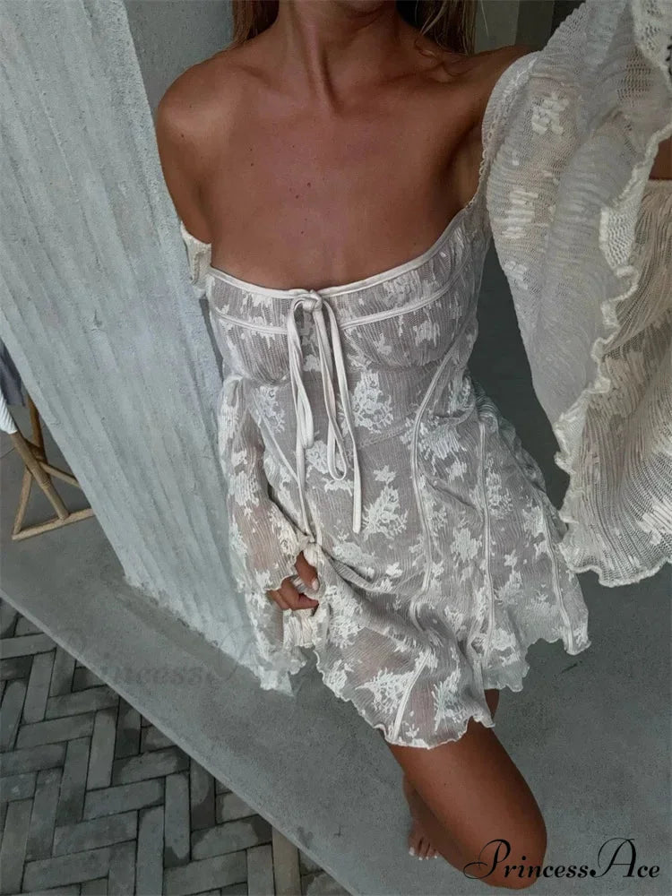 Transparent Square Collar Sheer Mini Dress