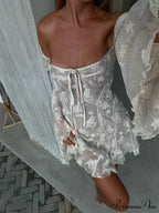 Transparent Square Collar Sheer Mini Dress