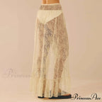 Transparent Stretchy High Waist Frilly Uneven Lace Skirt
