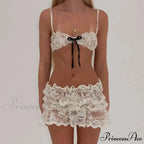 Transparent Thin Strap Camisole Short Skirt Two Pieces Set