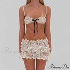 Transparent Thin Strap Camisole Short Skirt Two Pieces Set