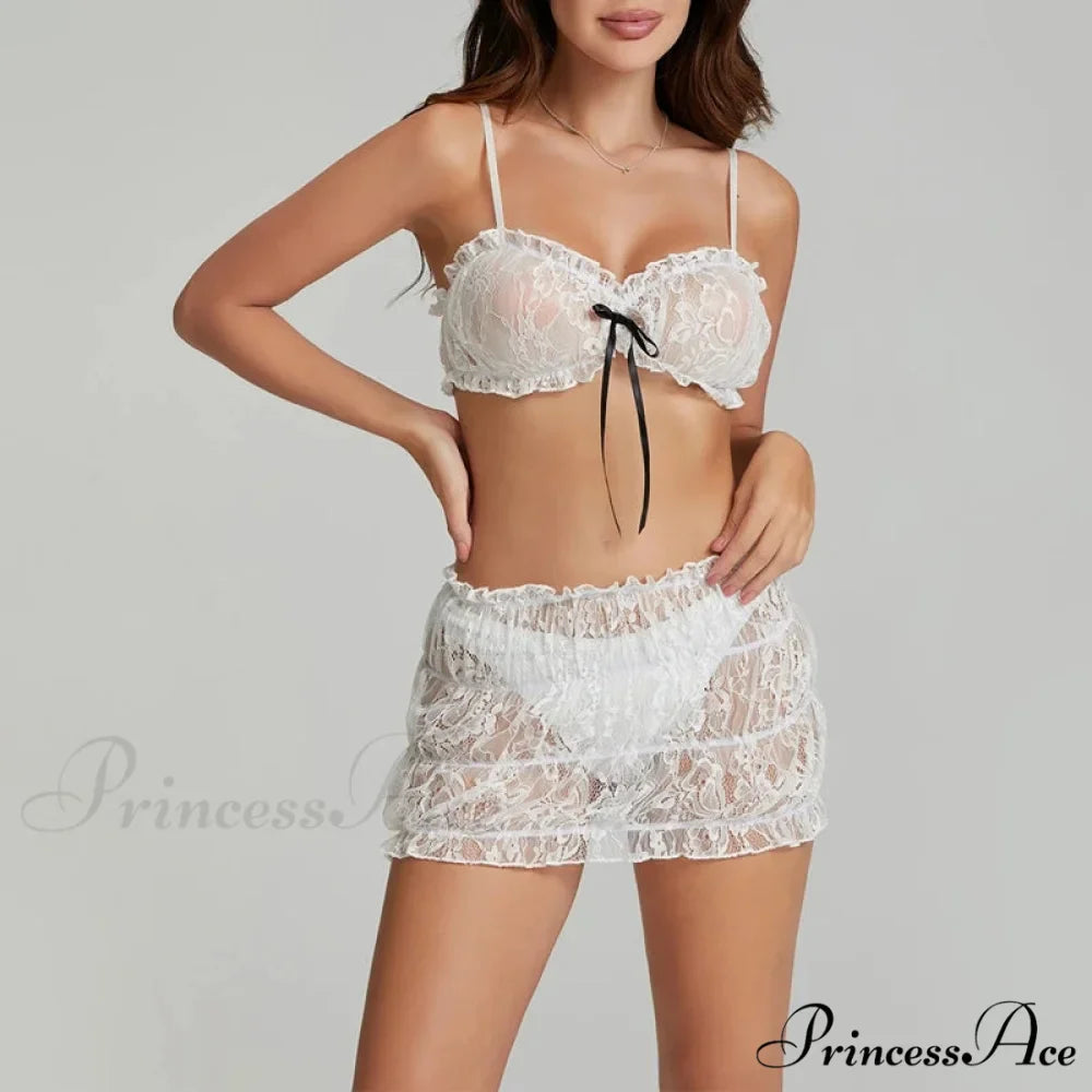 Transparent Thin Strap Camisole Short Skirt Two Pieces Set