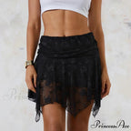 Transparent Uneven Ruffle Edge Skirt