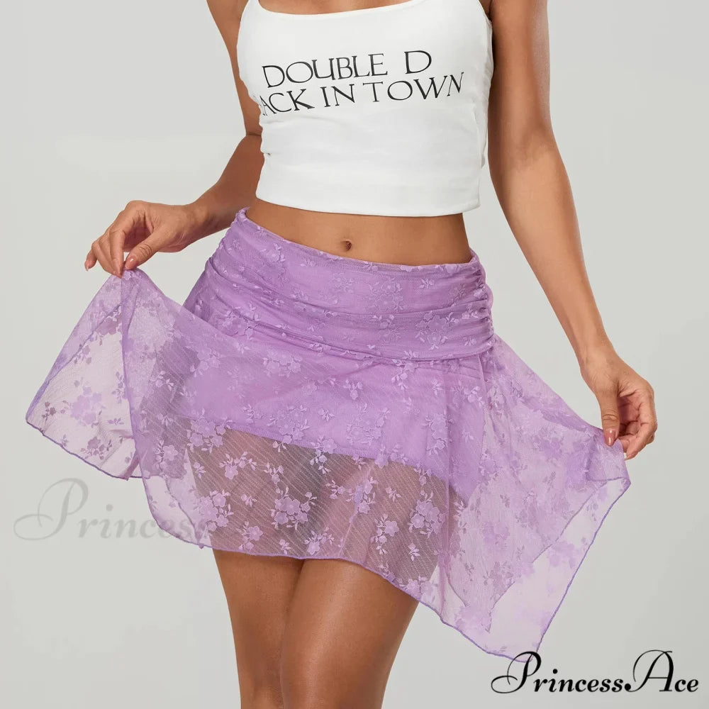 Transparent Uneven Ruffle Edge Skirt
