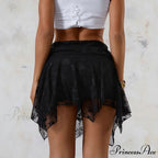 Transparent Uneven Ruffle Edge Skirt