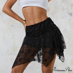 Transparent Uneven Ruffle Edge Skirt