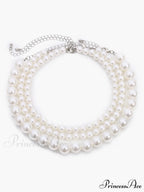 Treble Layers Graceful Pearl Necklace