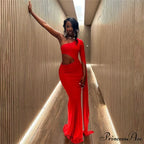 Trendy Incline Shoulder Hollow Maxi Dress for Christmas Party