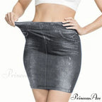 Trendy Retro Black Blue Hip Denim Skirt