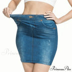 Trendy Retro Black Blue Hip Denim Skirt