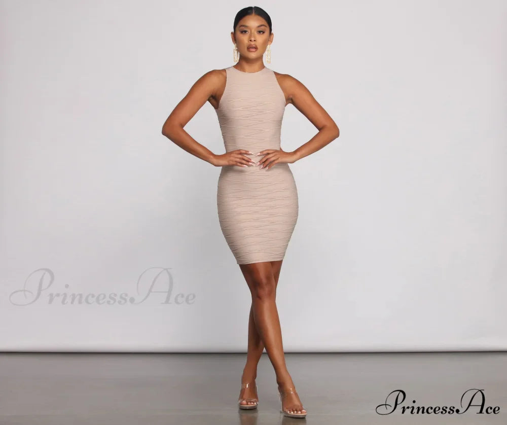 Trendy Textures Stylish Sleeveless Mini Dress