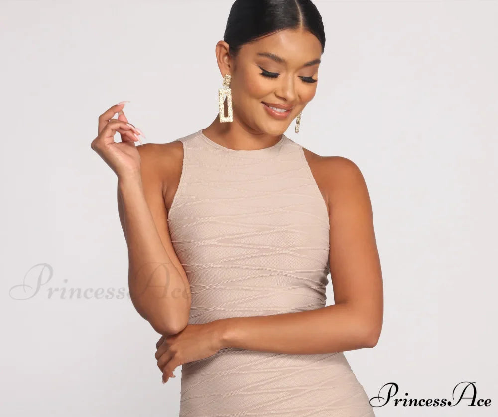 Trendy Textures Stylish Sleeveless Mini Dress